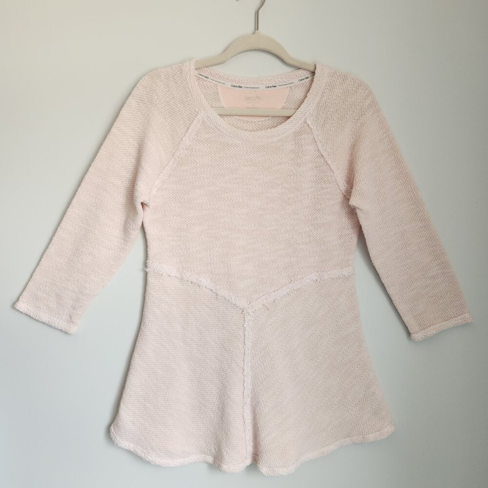 Calvin Klein Performance Pastel Pink Seam Detail Flared Tunic Sweater Size M